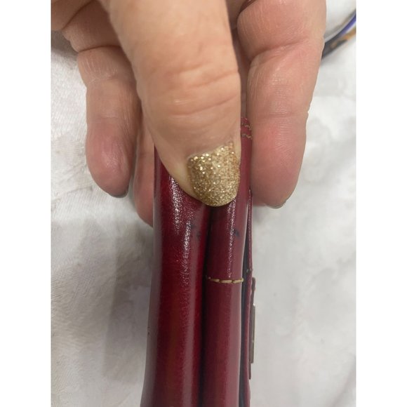 Vintage Red Leather Momoss Wallet Coin Purse 3.5”x2.5” - Picture 8 of 8